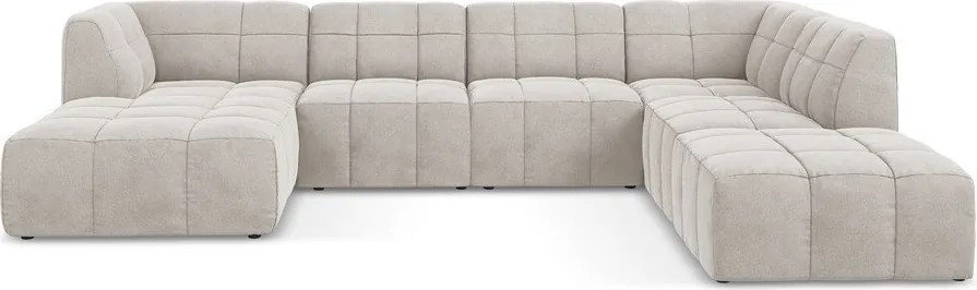 Бежов кадифен ъглов диван (U форма) Aloha – Makamii