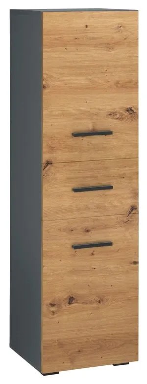 Висок/тесен шкаф за баня от декор от дъб в естествен цвят 130x35 cm Malika – Støraa