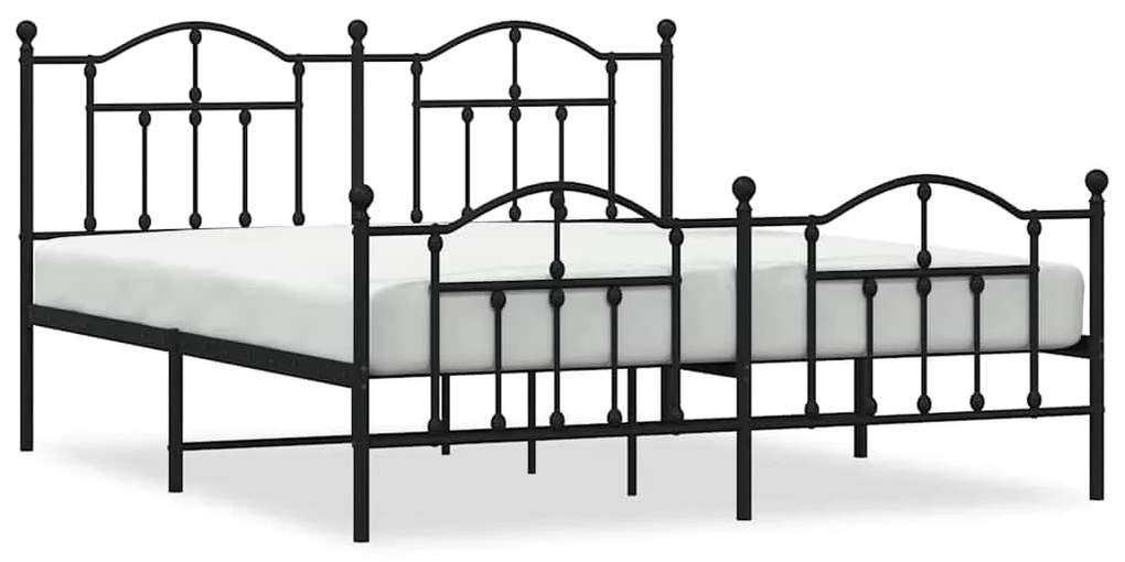 353460 vidaXL Метална рамка за легло с горна и долна табла, черна, 160x200 см
