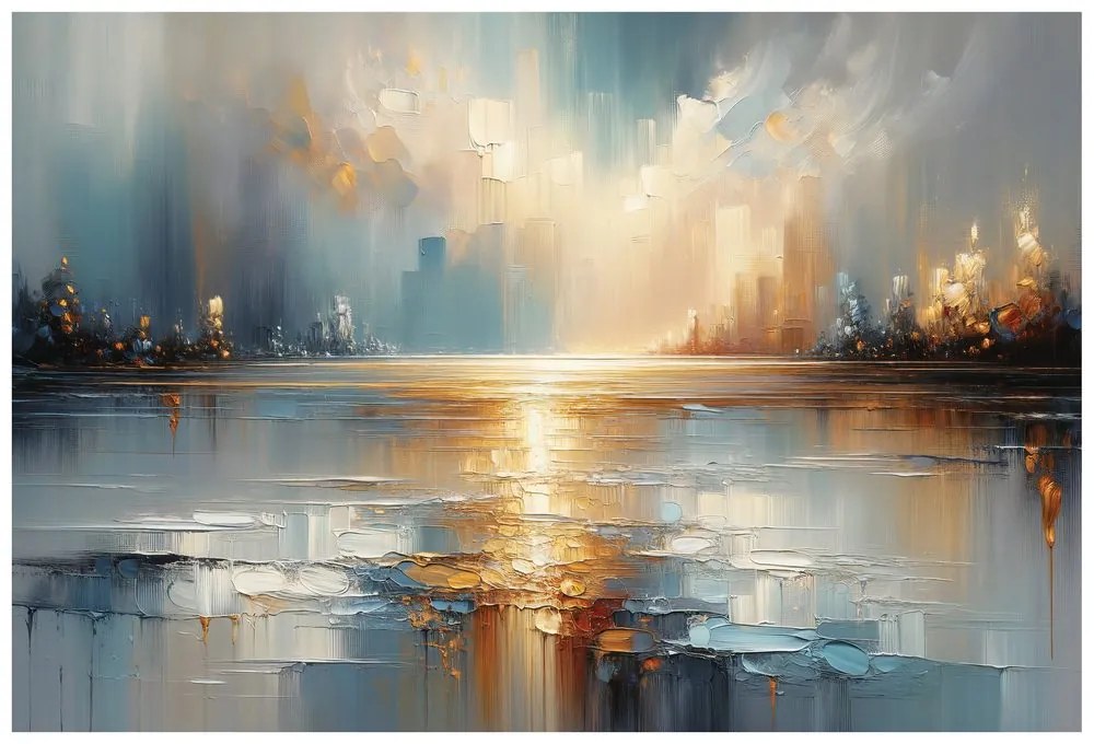 Самозалепващ тапет – Абстрактен градски пейзаж в топли тонове