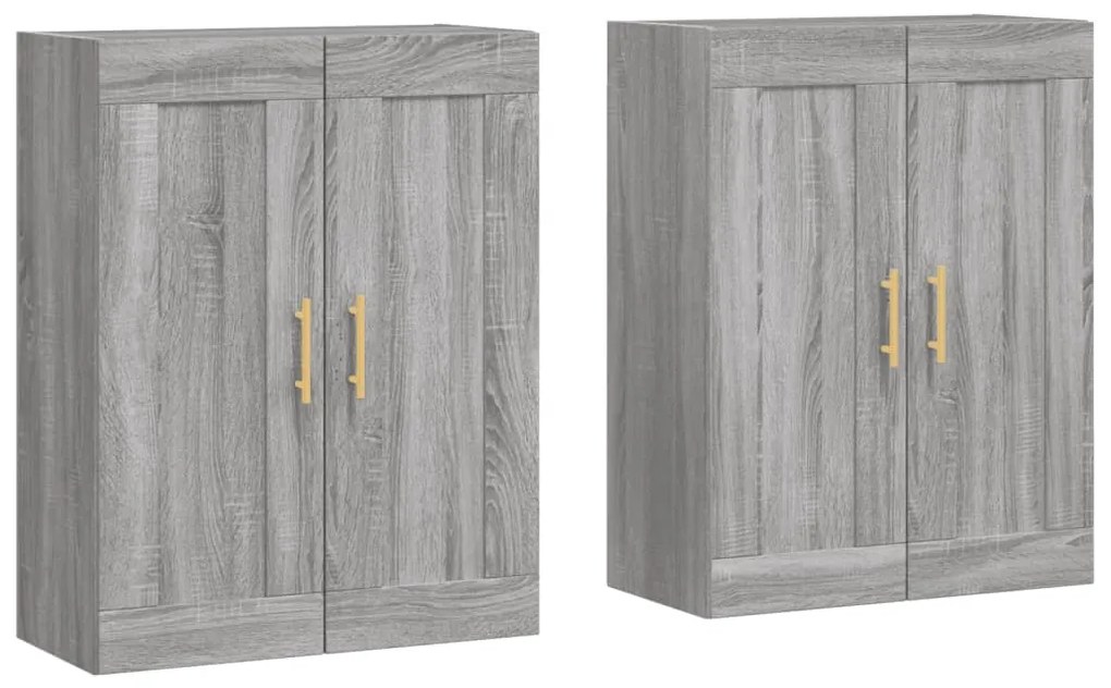 3198007 vidaXL Стенни шкафове, 2 бр, сив сонома, инженерно дърво