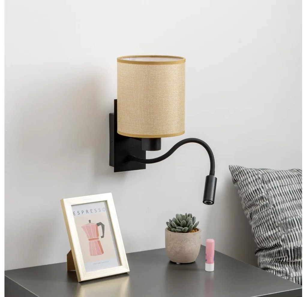 Brilagi - LED Аплик NUBILA 1xE27/25W/230V+LED/3W черен/светлокафяво