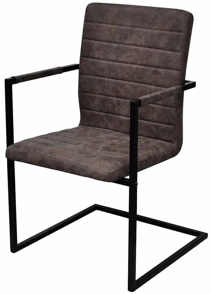 242284 vidaXL Конзолни трапезни столове, 2 бр, тъмно кафяви, изкуствена кожа