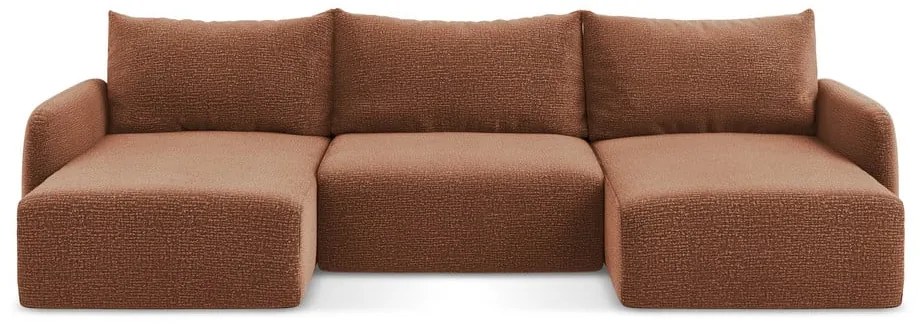 Разтегателен ъглов диван с място за съхранение в тухлен цвят Kalena – Makamii