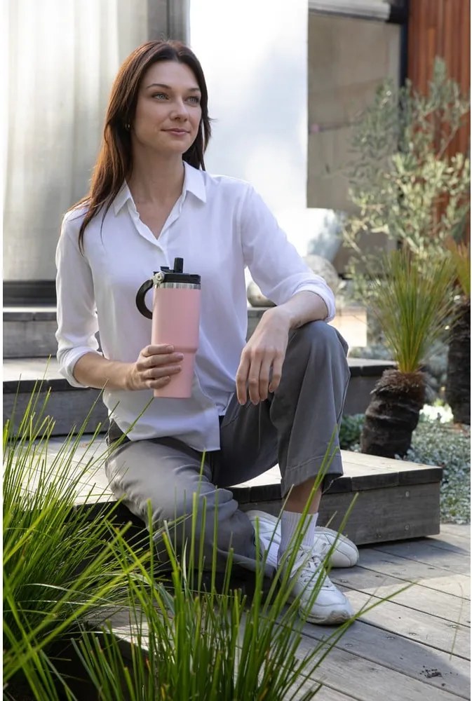 Сива бутилка за пътуване бутилка от неръждаема стомана 1 l Eco – Ladelle