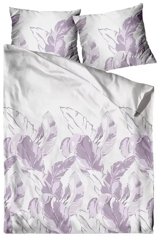 Премиум памучно спално бельо с лилави листа Rozmer: 140x200 cm | 1 x 70x80 cm