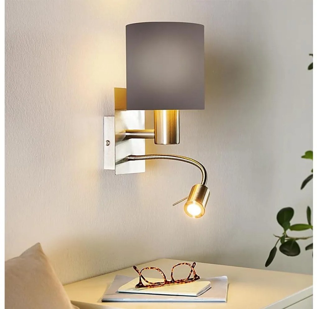 Eglo 96481 - LED гъвкаво осветление PASTERI 1xE27/40W+LED/3,8W сиво