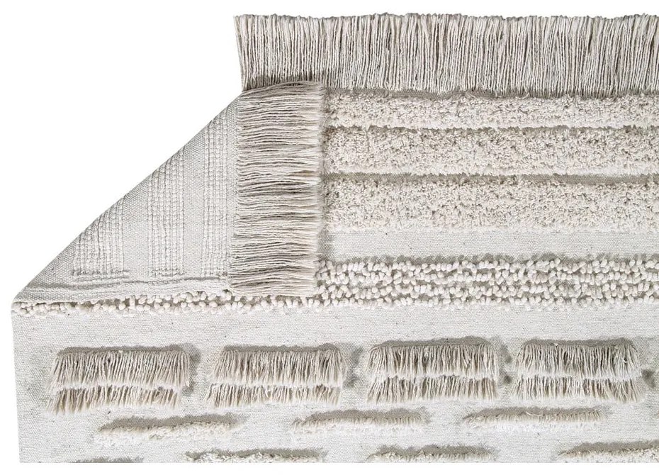 Светлосив и кремав ръчно изработен памучен килим подходящ за пране 140x200 cm Air Natural – Lorena Canals