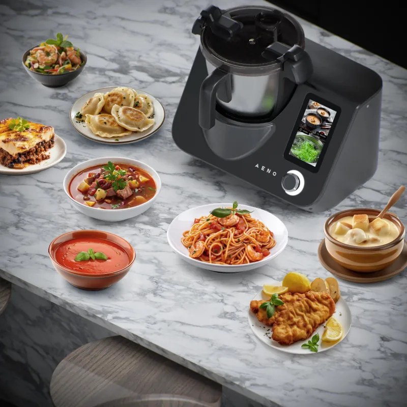 Кухненски робот 20в1 AENO ACR0001S GastroLab, 1000W, Wi-Fi, 8 програми, 12 степени, 3.5l, Touch screen, Таймер, Черен