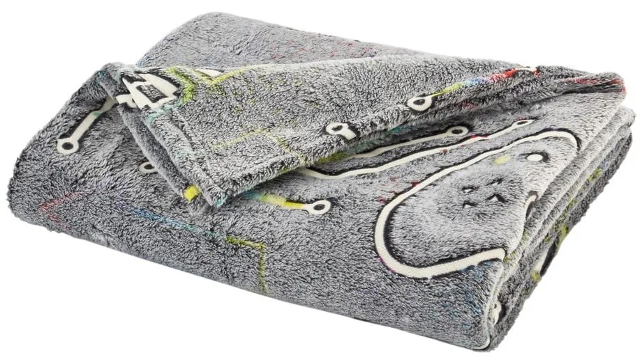 Сиво бебешко одеяло със светещ ефект от микроплюш 130x170 cm Game Over – Catherine Lansfield