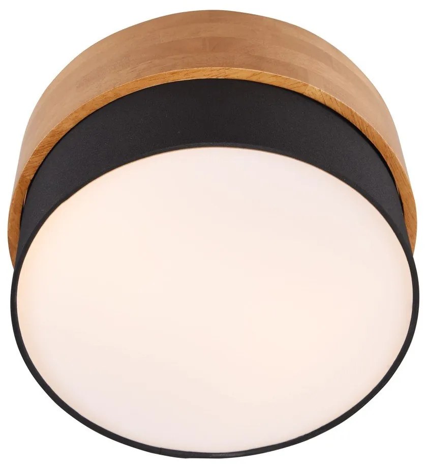 Черно и естествено осветително тяло за таван с текстилен абажур Seasons – Trio