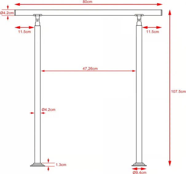 Стълбищен парапет от неръждаема стомана без стъпала dĺžka 80 cm