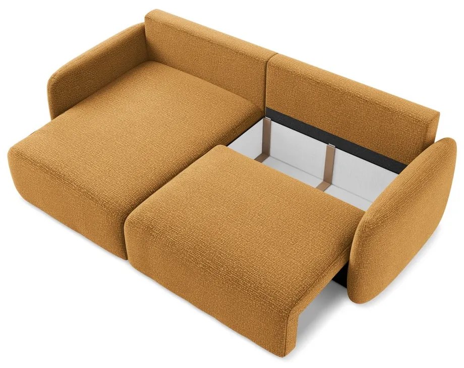 Оранжев разтегателен ъглов диван с място за съхранение (ляв ъгъл) Kalena – Makamii