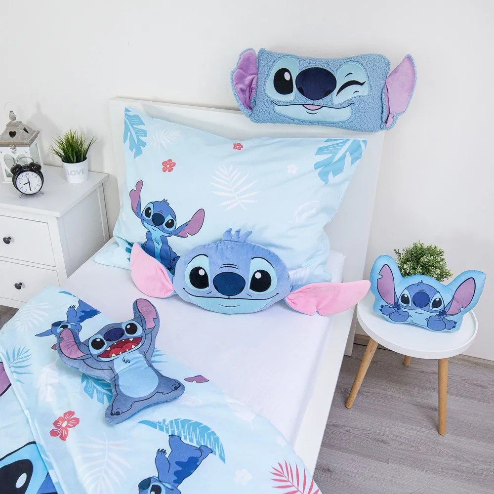 Детска възглавница от флийс 41x32 cm Lilo and Stitch "Blue" – Jerry Fabrics