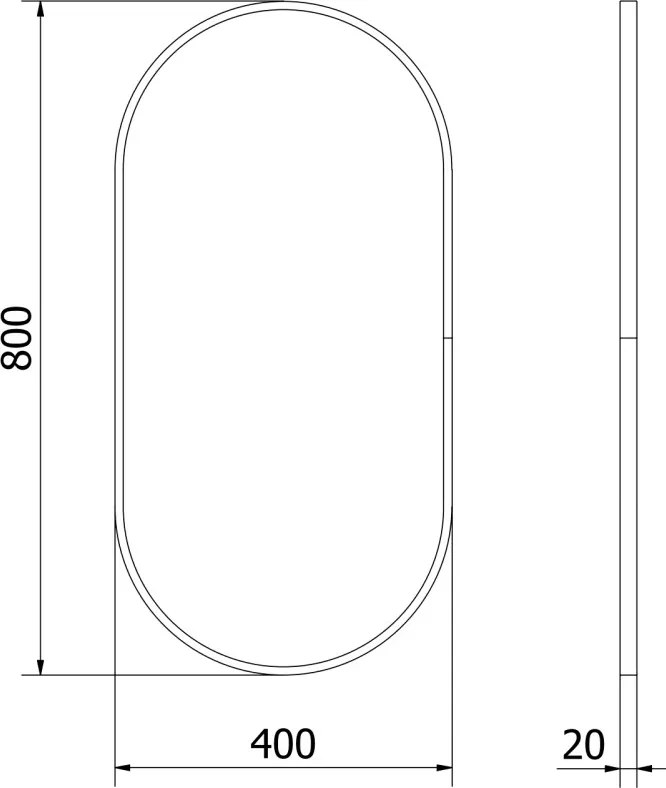 Mexen Loft овално огледало за баня 80 x 40 см, черна рамка - 9851-080-040-000-70