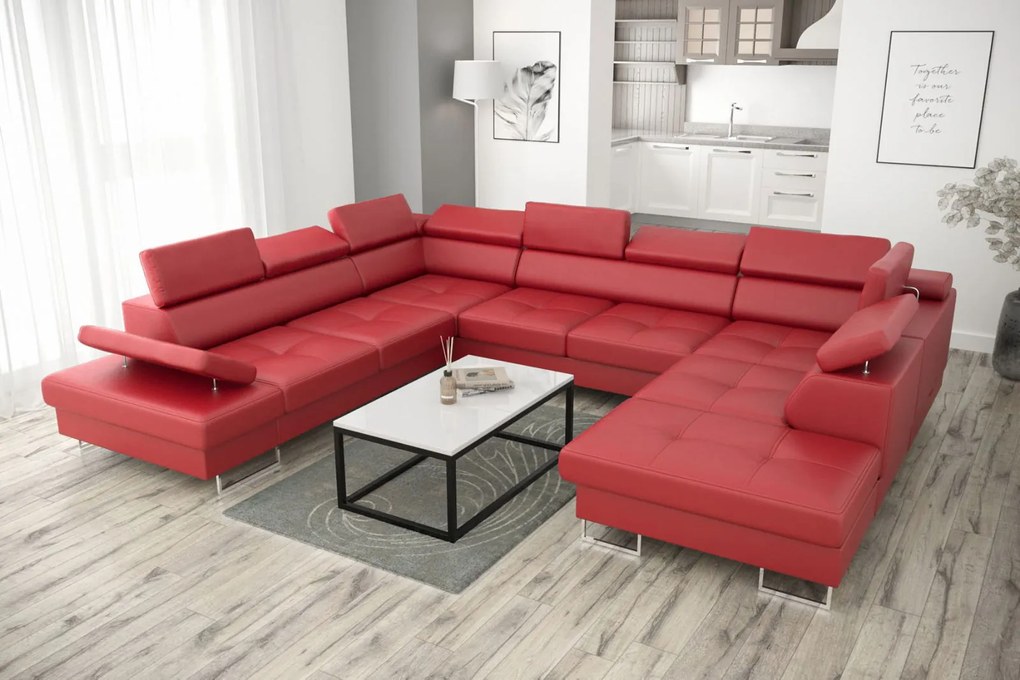 Ъглов диван Gelito Max I LTHR-Kokkino-Left