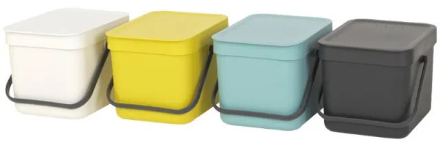 Кош за разделно събиране на боклук Brabantia Sort&Go 648974, 6 л, Дръжка, Възможност за стенен монтаж, Тъмносив