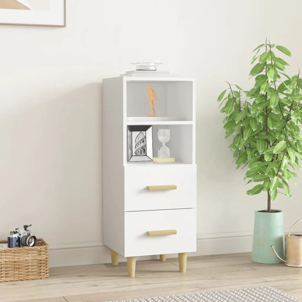812357 vidaXL Сайдборд, бял, 34,5x34x90 см, инженерно дърво