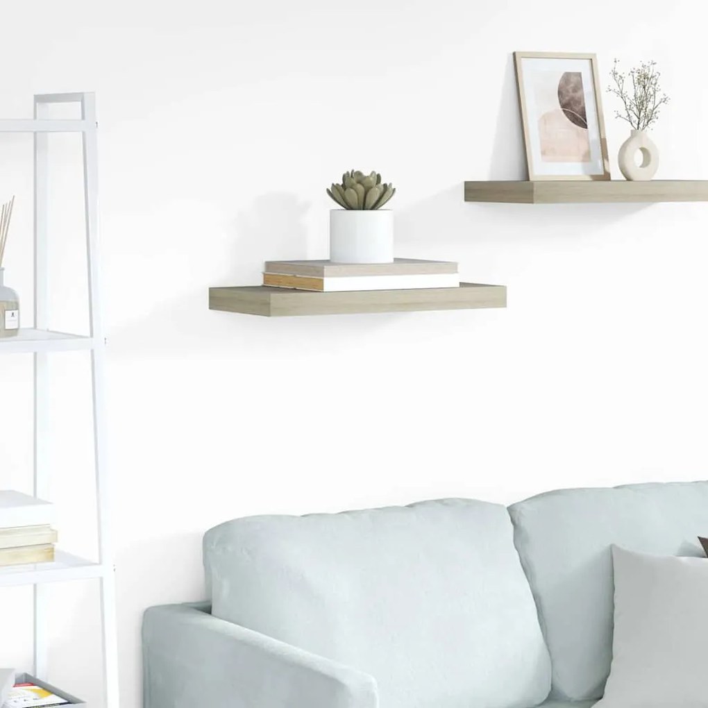 323871 vidaXL Окачен стенен рафт, дъб, 50x23x3,8 см, МДФ