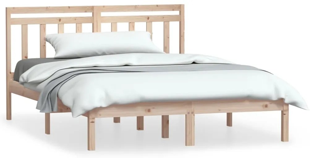 3100564 vidaXL рамка за легло 135x190 см Double масивна дървесина