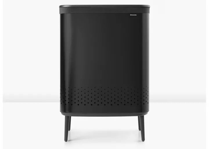Кош за пране Brabantia Bo 1004177, 2x45 л, Пълнене без отваряне, Вентилационни отвори, Регулируеми крачета, Черен