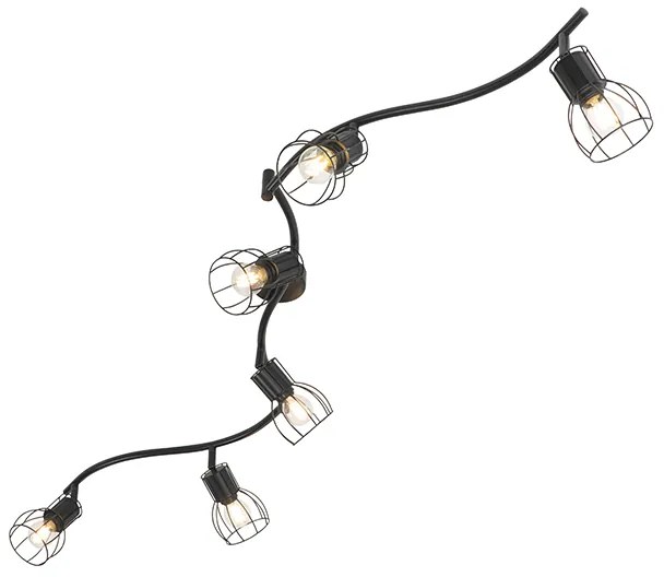 Модерен таванен прожектор черен 145 см 6-светлина - Botu