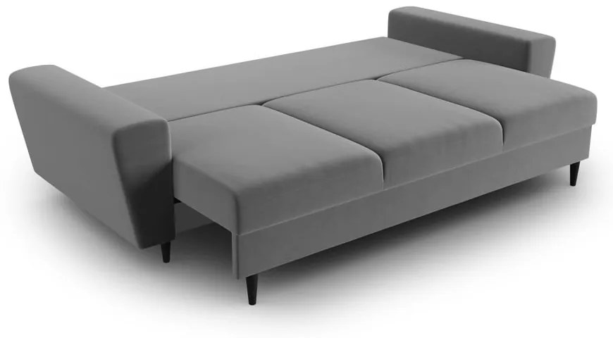 Светлосив кадифен разтегателен диван с място за съхранение 235 cm Kyoto – Cosmopolitan Design