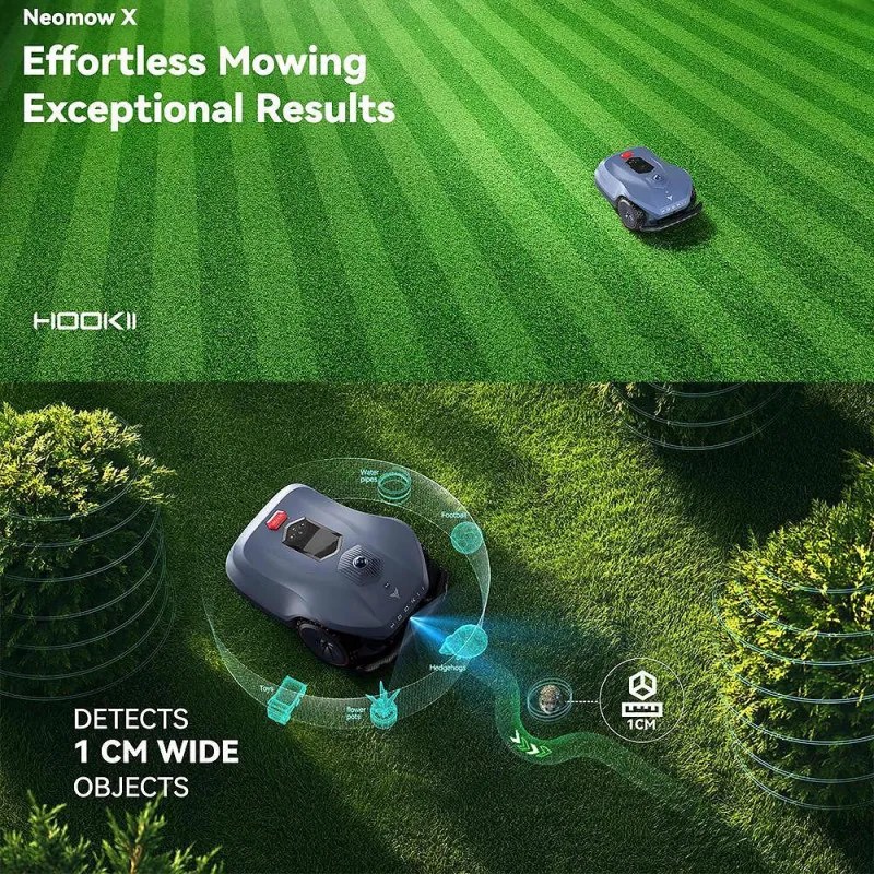 Косачка-робот HOOKII Neomow X Pro, 6000 м2, 4 режима, Работа без ограничителен кабел или антени, 60 dB, Wi-Fi, 4G, Bluetooth, Автономия 180 минути, Сив