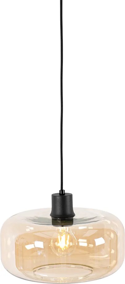 Смарт висяща лампа черна с кехлибарено стъкло, вкл. WiFi A60 - Bizle