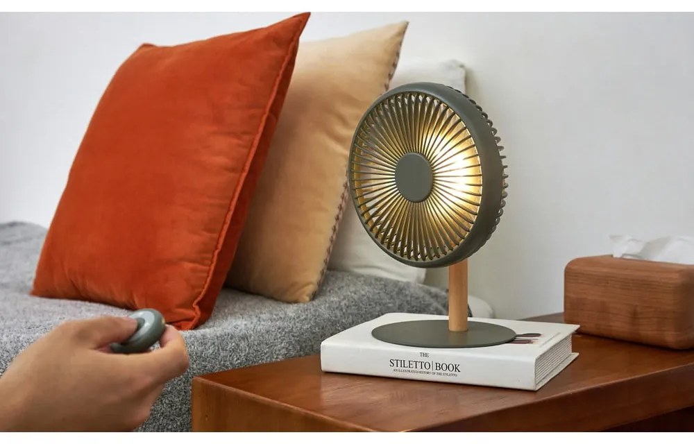 Зелена настолна лампа с вентилатор с дистанционно управление (височина 26 см) Beyond - Gingko