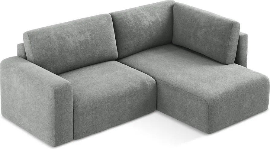 Сив шенилов сгъваем/с място за съхранение ъглов диван (десен ъгъл/L форма) Kona – Makamii