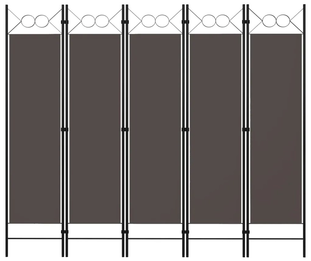 320709 vidaXL Параван за стая, 5 панела, антрацит, 200x180 см