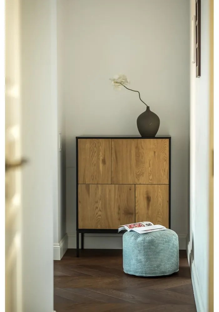 Пуф от рипсено кадифе в цвят мента Mini – SLOWDOWN