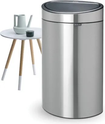 Кош за боклук Brabantia Touch Bin New 650532, 40 л, Безшумно и плавно затваряне, Плосък гръб, Инокс/мат