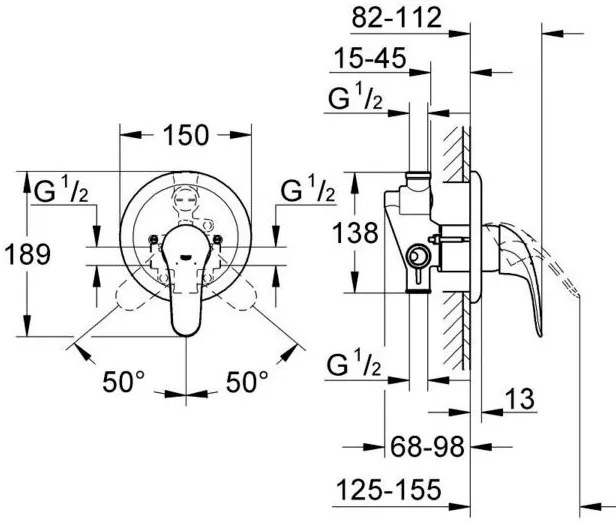 Exterior of the battery Душ Grohe Eurosmart