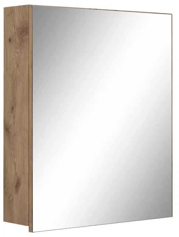 Стенен шкаф за баня с огледало от декор от дъб в естествен цвят 60x70 cm Wisla – Støraa