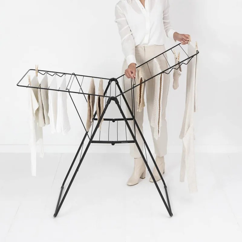 Сушилник за дрехи Brabantia Hangon 1004165, 20 м, 6 закачалки, Регулируем, Заключване за деца, Черен/мат