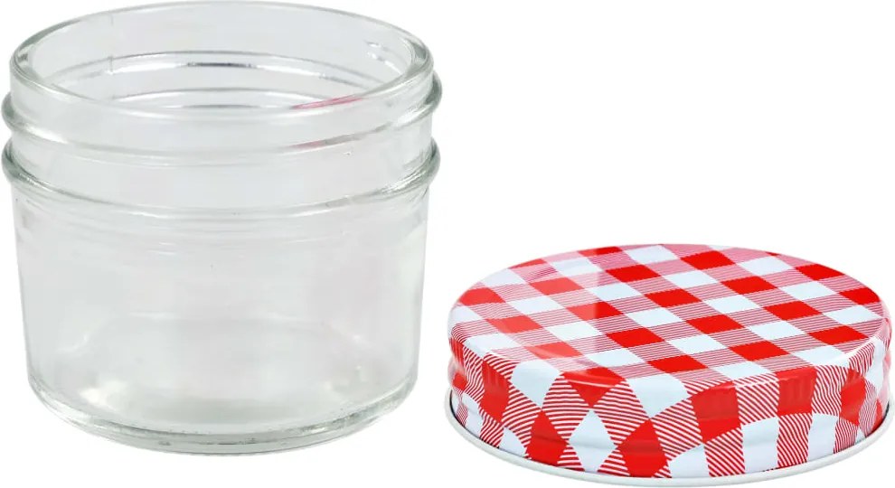 Стъклени буркани за сладко с бяло-червени капачки 24 бр 110 мл Lee