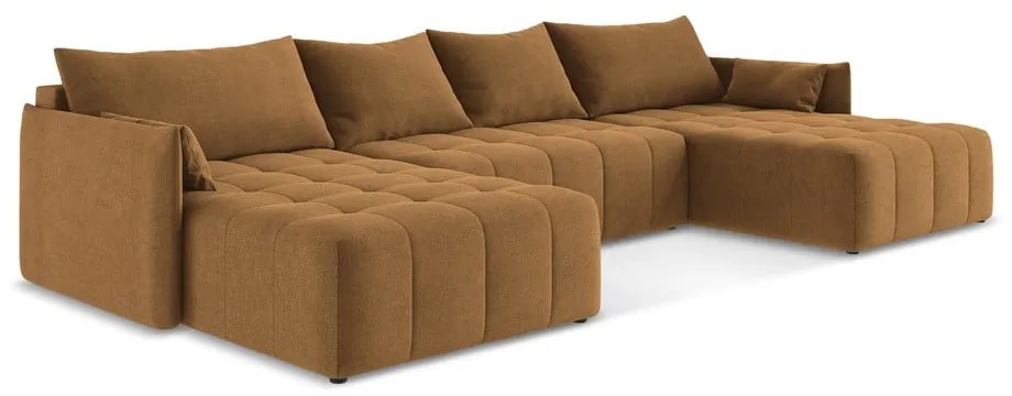 Теракотен разтегателен ъглов диван с място за съхранение (U форма) Moku – Makamii