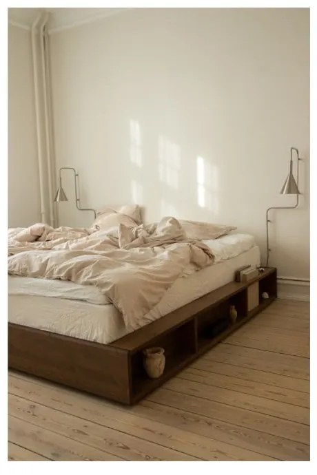 Кафяво двойно легло от борова дървесина с решетка 180x200 cm Ziggy - Karup Design