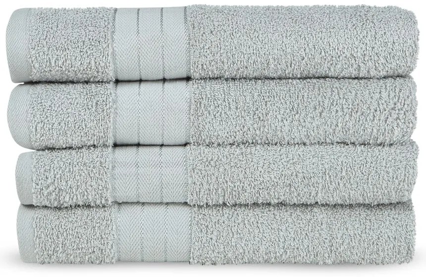 Светлосиви памучни кърпи в комплект от 4 бр. от тери 50x100 cm – Good Morning