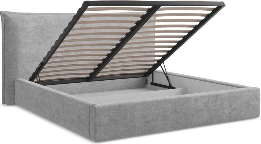 Светлосиво двойно легло 140x200 cm тапицирано с място за съхранение с включена подматрачна рамка Esala – Makamii