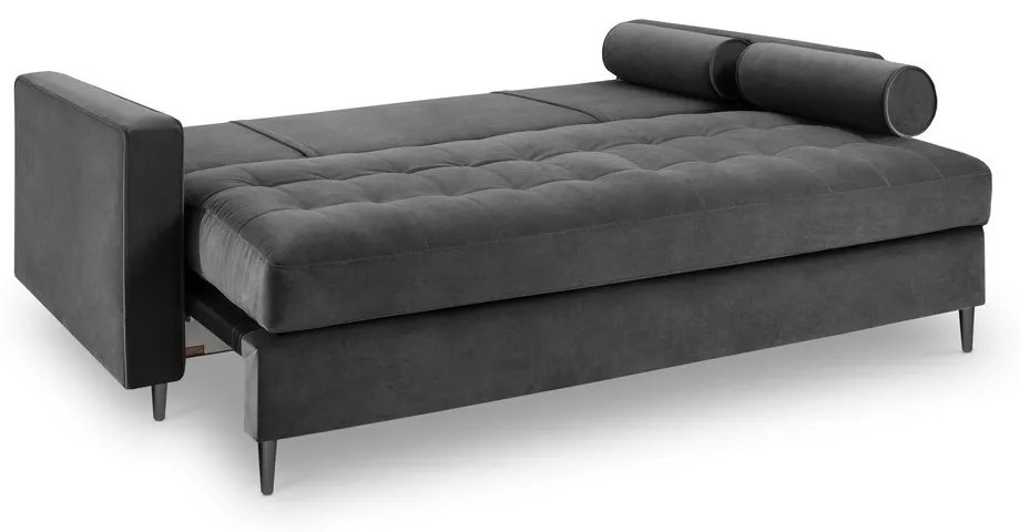 Тъмно сив кадифен разтегателен диван Santo - Milo Casa