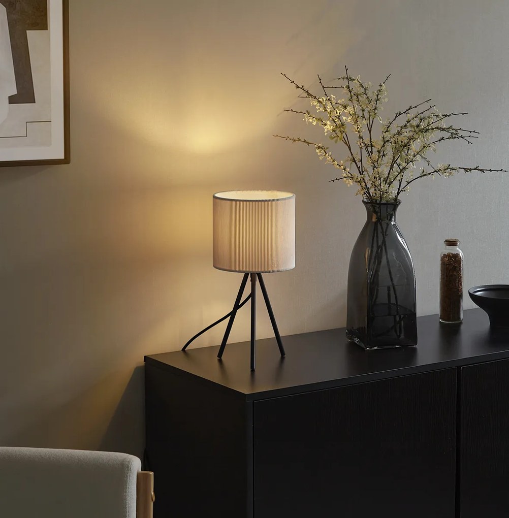 Модерна настолна лампа бяла с кадифен абажур - Luz