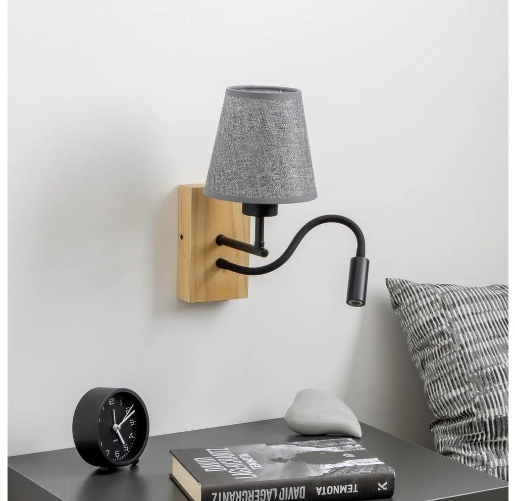 Brilagi - LED Аплик NUBILA WOOD 1xE27/25W/230V + LED/3W дъб/сив