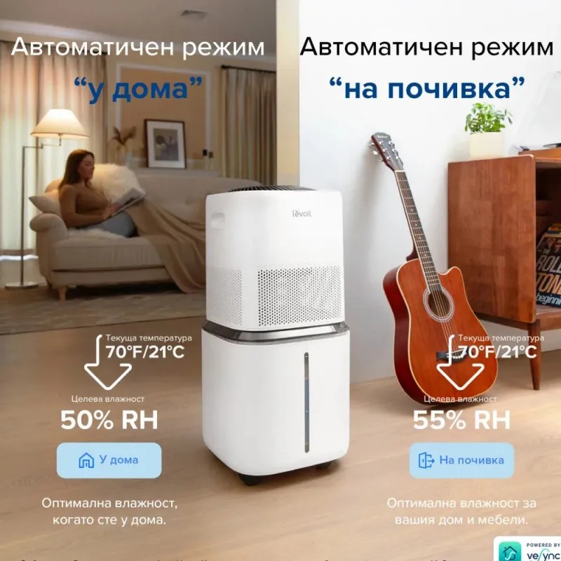 Овлажнител на въздух Levoit Superior 6000S, до 279 м2, SMART, Ароматерапия, 30 W, 22.7 л, 3 нива, Дистанционно, Бял