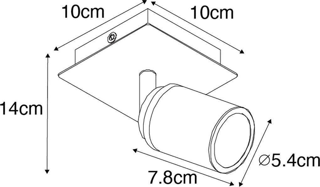 Черен квадратен прожектор за баня IP44 с WiFi GU10 - Ducha