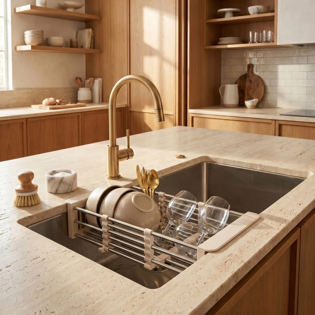 Телескопичен сушилник за мивка REA P14487B Beige
