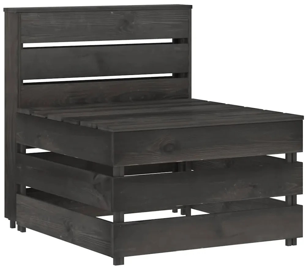 316195 vidaXL Градинска палетен среден диван, сив, импрегнирано борово дърво