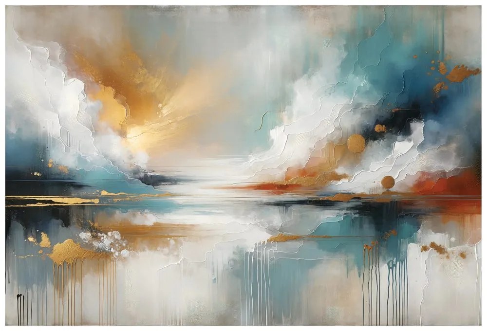 Самозалепващ тапет – Абстрактни златни и сини тонове